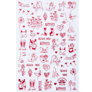 Zamilované samolepky na nehty - VALENTÝN R398 ČERVENÉ