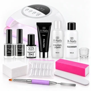 Sada na polygel pro začátečníky s UV/LED lampou 258 W – POLY STARTER PLUS (kelímek na liquid zdarma jako dárek)