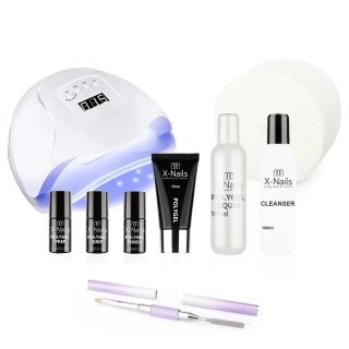 Startovací sada na polygel nehty s lampou 120W – sada na polygel POLY Starter no.5  (kelímek na liquid zdarma jako dárek)