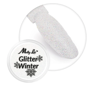 Jemný glitrový prach na nehty, 1g - Glitter Winter 08 (krásně třpytivý holografický glitter)