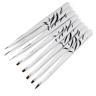 Sada štětců na gelové nehty a zdobení + sonda - ZEBRA 8 ks
