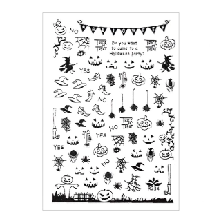 Ultra tenké samolepky na nehty – Halloween R234 (stříbrné)