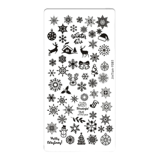 Razítkovací destička na nehty se zimními/vánočními motivy - Merry X-MAS