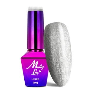 MollyLac gel lak Fantasyland 10g - My Favourite Silver - třpytivě stříbrný gel lak