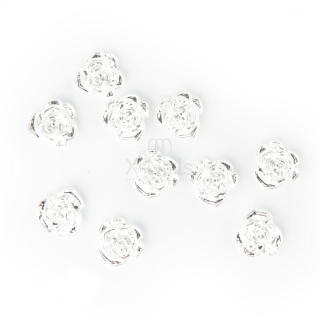 X-NAILS 3D kovová kytička na nehty, 1 ks - SILVER ROSE