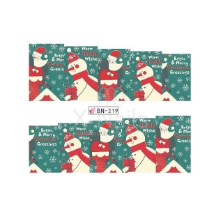 Barevné vánoční vodolepky na nehty - ZIMA & SNĚHULÁCI (BN219)