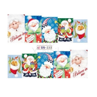 Barevné vánoční vodolepky na nehty - ZIMA & SANTA CLAUS