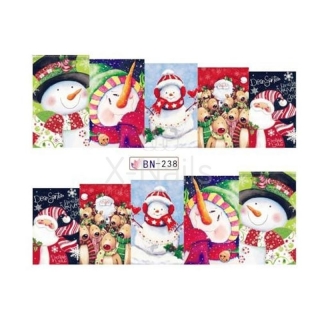 Barevné vánoční vodolepky na nehty - SANTA & SNĚHULÁCI 