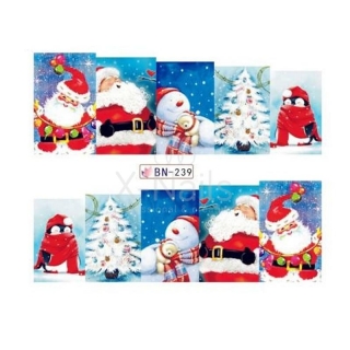 Barevné vánoční vodolepky na nehty - SANTA & SNĚHULÁCI